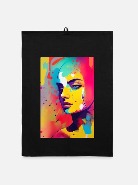 Abstrakte Kunst - Organic Geschirrtuch - Schwarz - Vorne