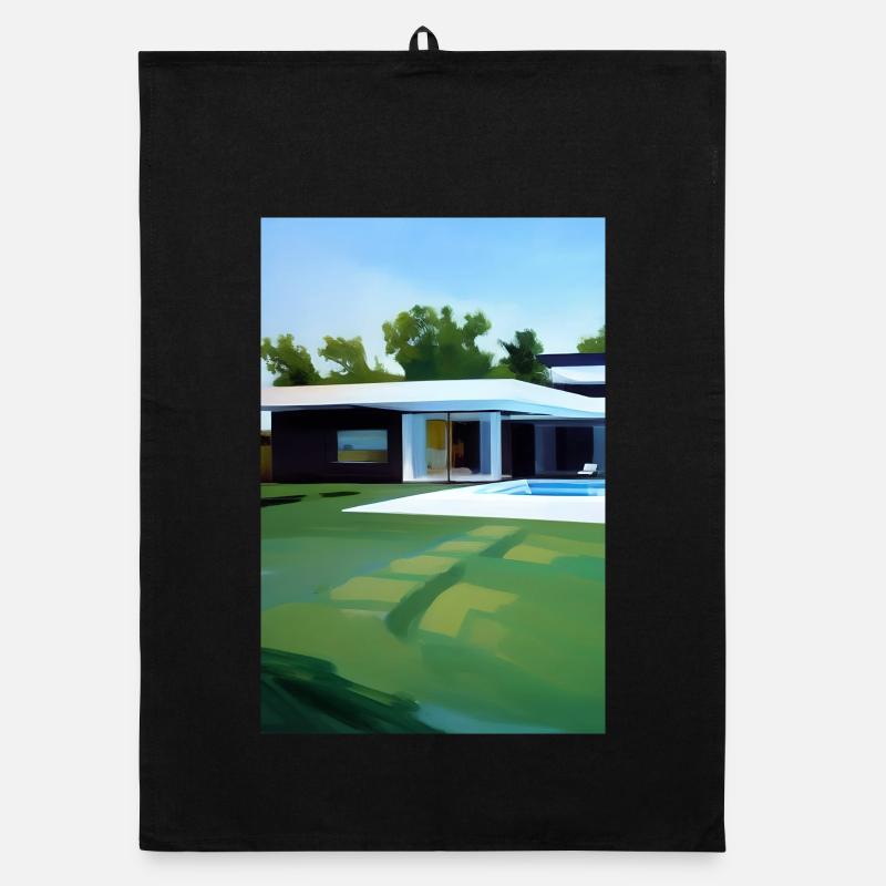 White villa with pool Organic dish towel