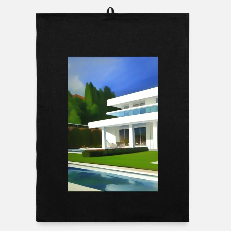 White villa with pool Organic dish towel