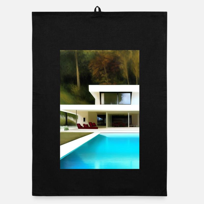 Weiße Villa mit Pool Organic Geschirrtuch