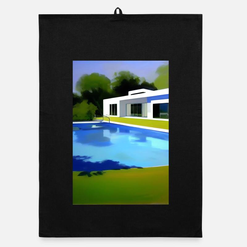 White villa with pool Organic dish towel