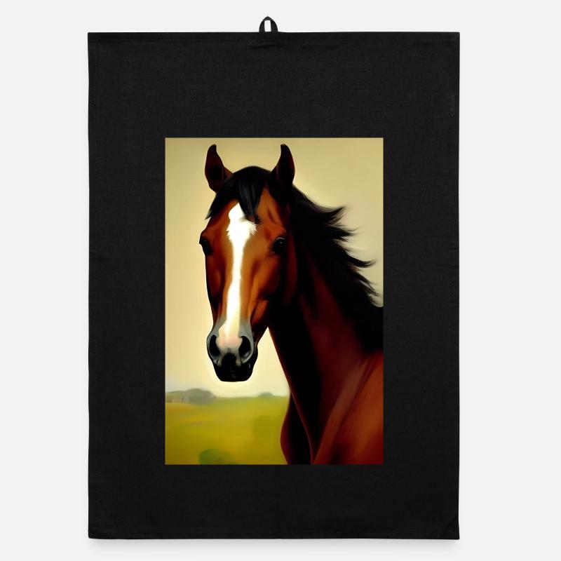 Pferdekopf Öl Malerei Organic Geschirrtuch