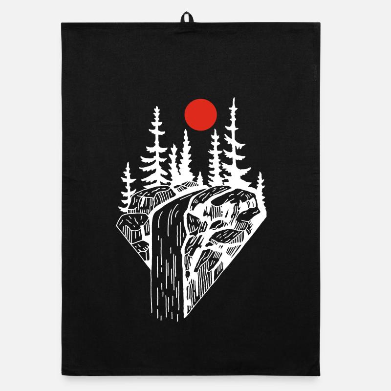 The white waterfall and the red sun Organic dish towel