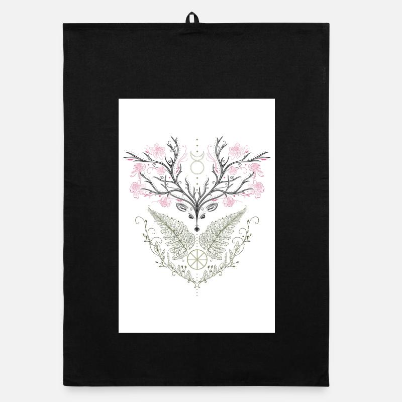 Deer Antler Cherry Blossom Fern Organic dish towel