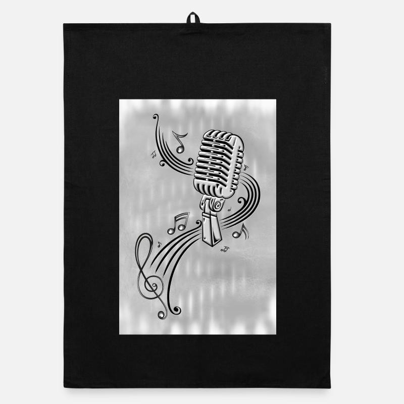 Microphone rétro avec micro en partition argent Torchon bio