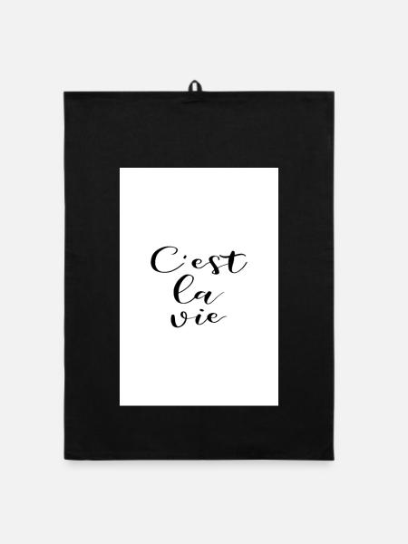 C'est la vie Poster Design - Organic Geschirrtuch - Schwarz - Vorne