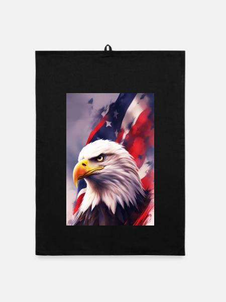Glatze Eagel - Patriotisch - Organic Geschirrtuch - Schwarz - Vorne