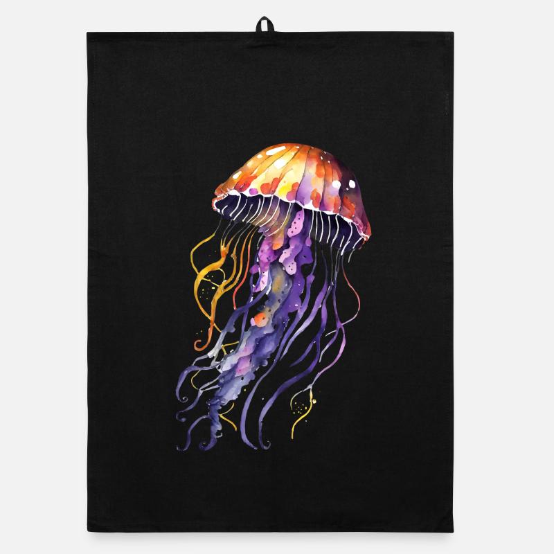 Aquarelle de méduse Torchon bio