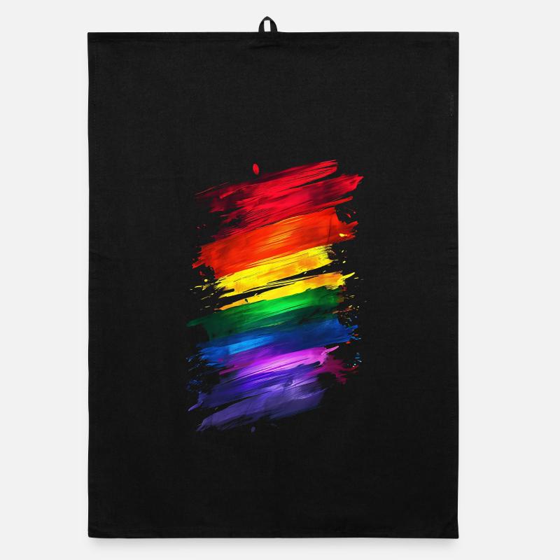 Abstraktes Rainbow Pride Design - Lebendige Kunst - Organic Geschirrtuch - Schwarz