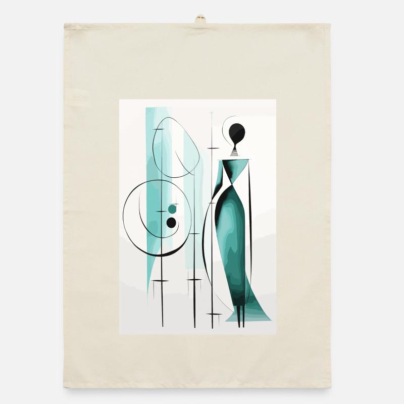 Teal Geometry Silhouette Organic dish towel