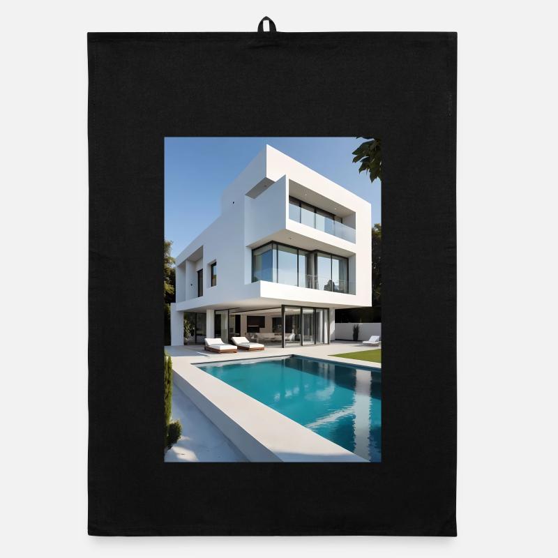 White villa with pool Organic dish towel
