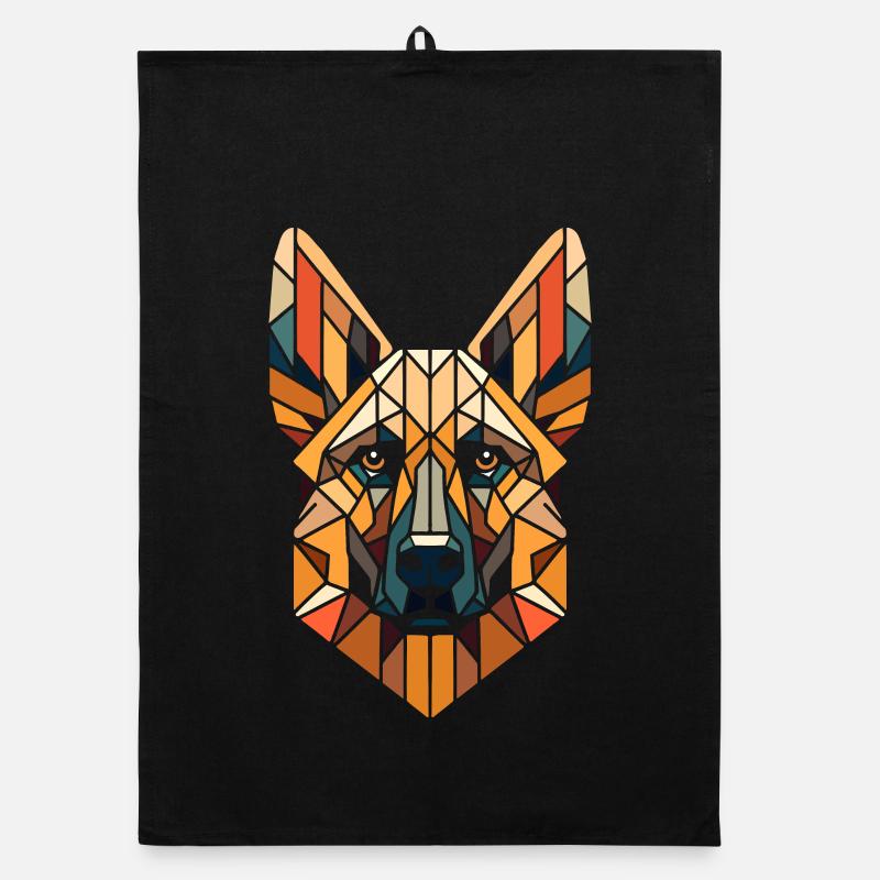 Malinois head geometric art, polygon art Organic dish towel