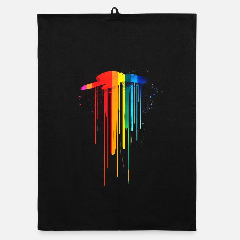 Subtle and Cool Dripping Pride Flag Rainbow Design Organic dish towel