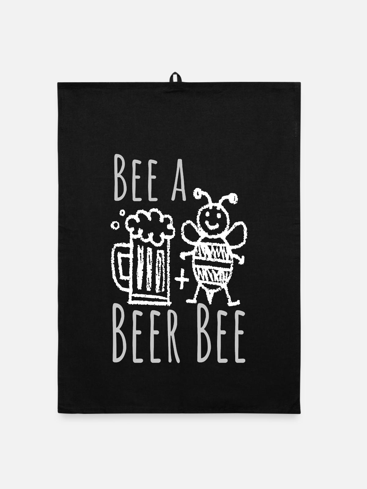bee a beer bee - Organic Geschirrtuch - Schwarz - Vorne