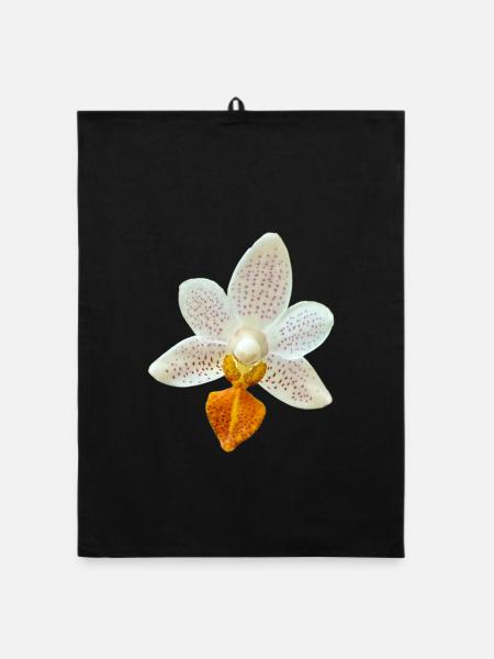 Fleur d’orchidée Phalaenopsis MiniMark Orchidée - Torchon bio - noir - Devant