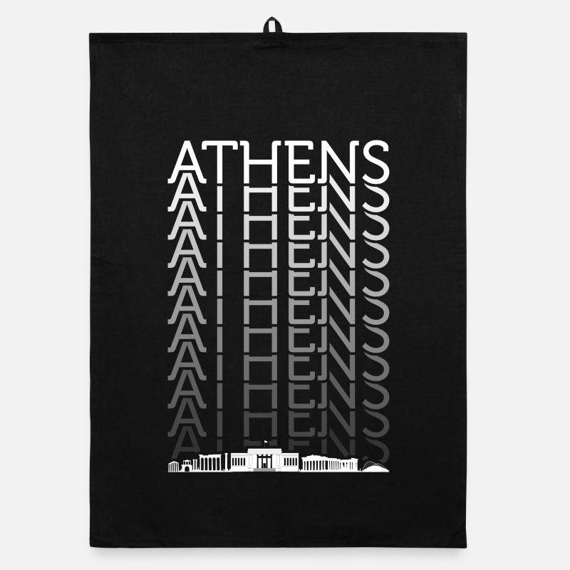 Athen Skyline Echo Typografie Organic Geschirrtuch