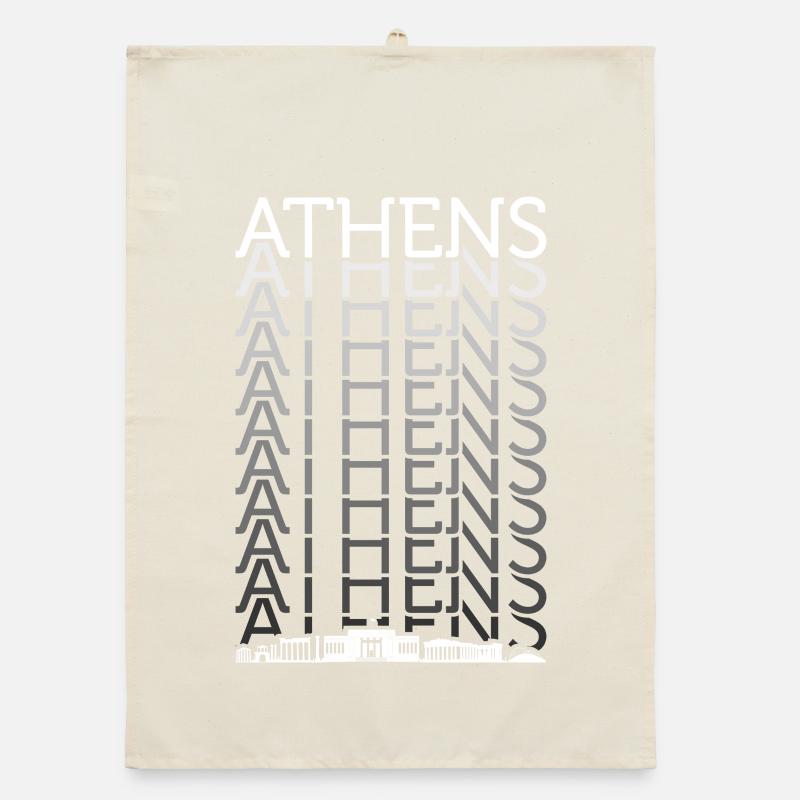 Athens Skyline Echo Typography Organic dish towel