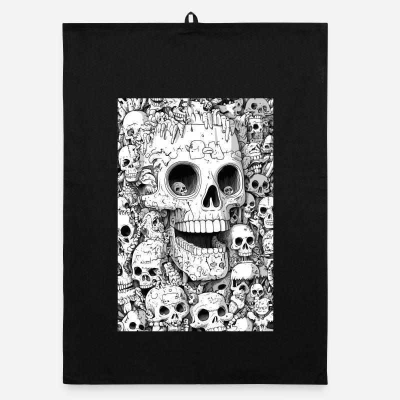 Skeleton shell in black and white Organic dish towel