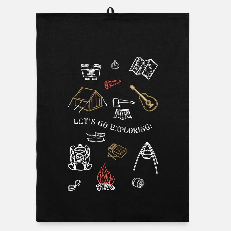 Camping Adventure Outline Design Organic dish towel