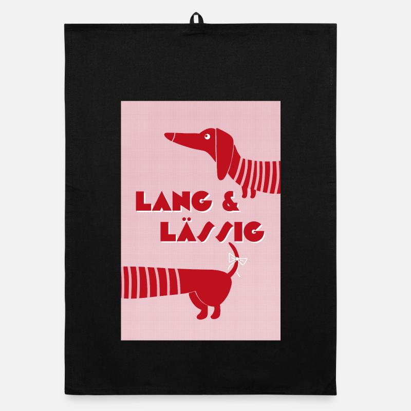 Teckel long et décontracté rouge-rose, style rétro Torchon bio
