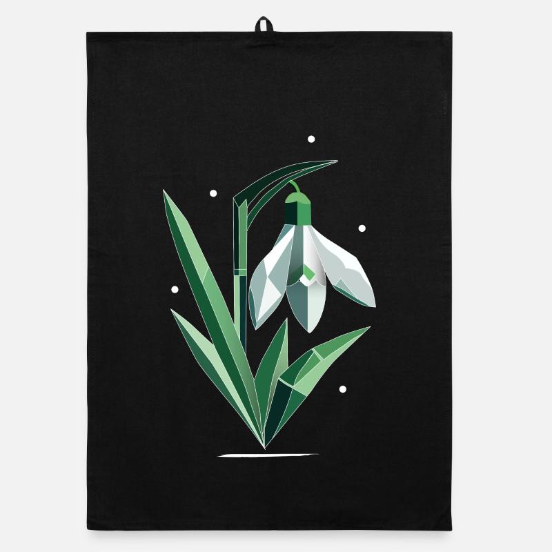 Delicate Polygonal Snowdrop Illustration Organic dish towel