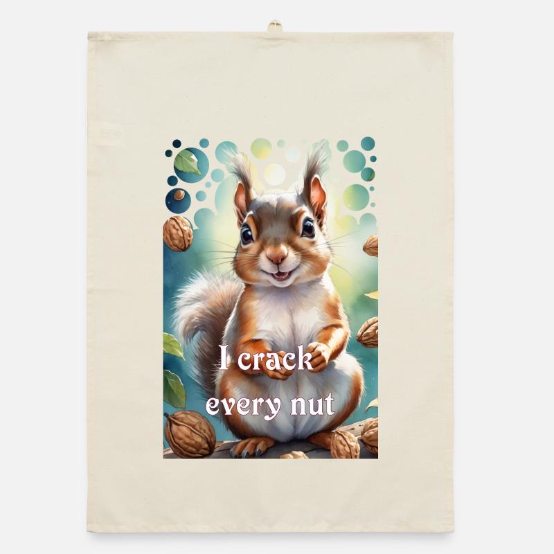Schlaues Eichhörnchen Ich knacke jede Nuss Organic Geschirrtuch