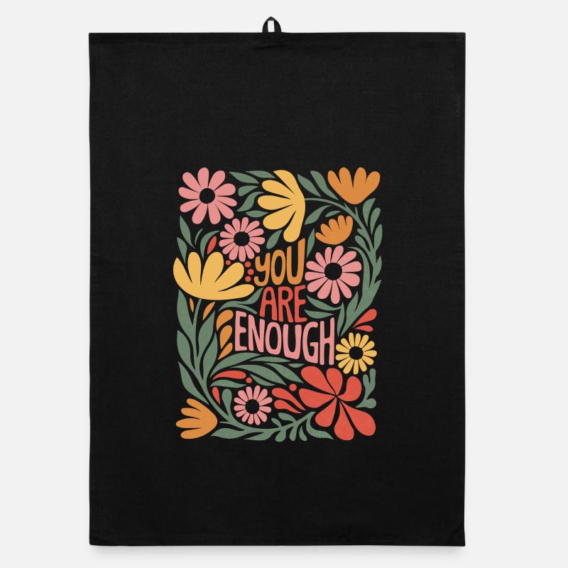 Positive Self Love Boho Floral Design - Enough Organic dish towel
