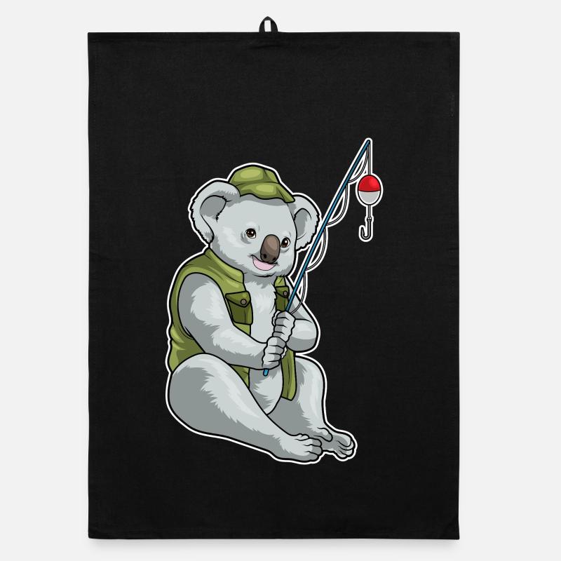 Pêche à la canne à pêche du pêcheur koala Torchon bio