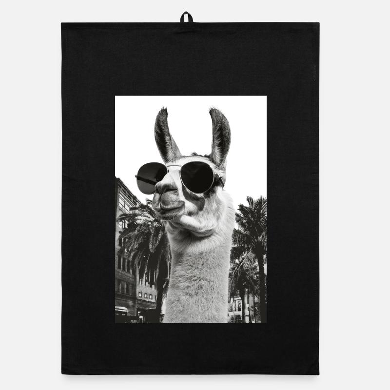 Lama Palmen Sonnenbrille Ruhiger Humor Organic Geschirrtuch