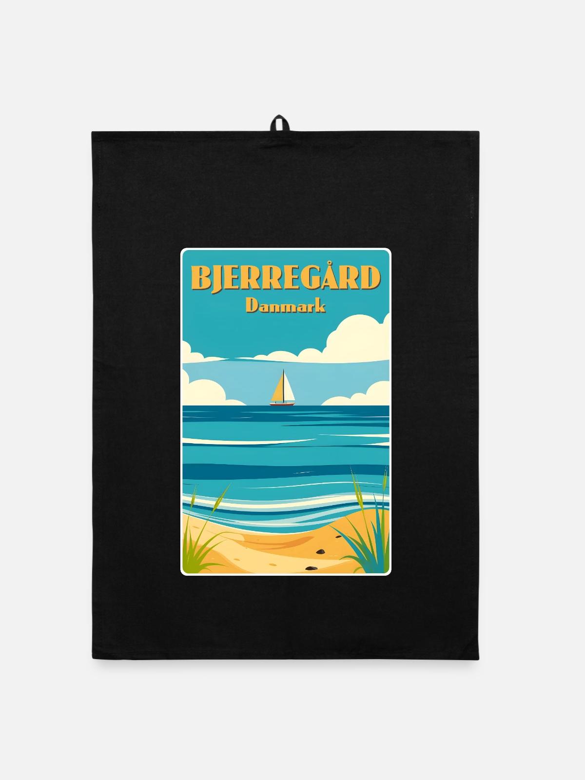 Bjerregard, Denmark - Organic dish towel - black - Front