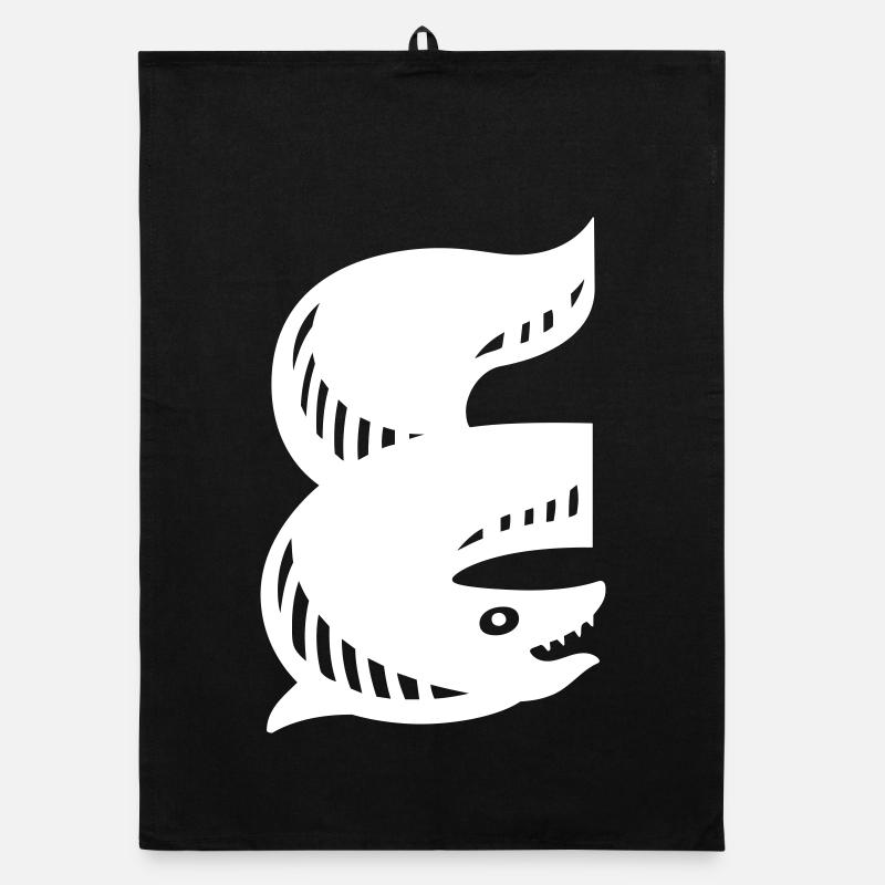 Fish Symbol | E Letter | white Vectorgraphic Organic Geschirrtuch