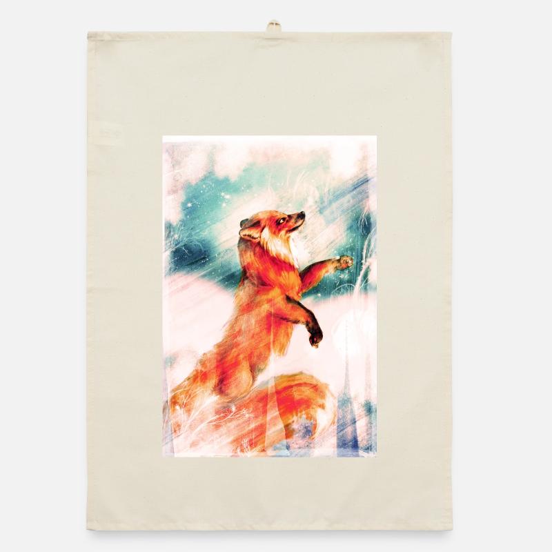 Winter fox. Organic dish towel