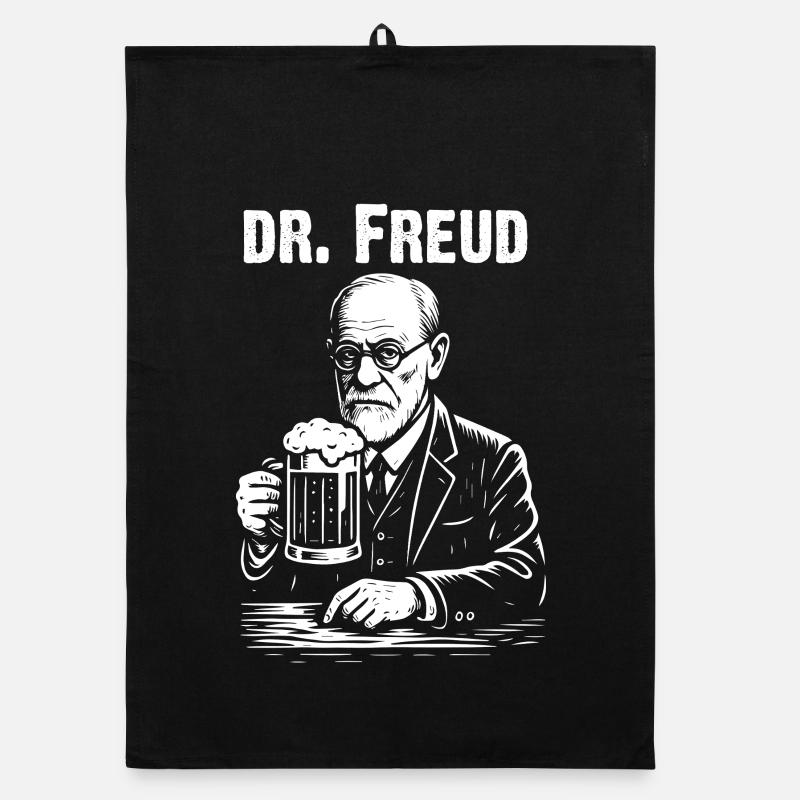 Dr. Freud mit Bierillustration Organic Geschirrtuch