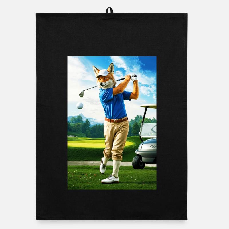 Humanoid Coyote Golfer in Action Organic dish towel