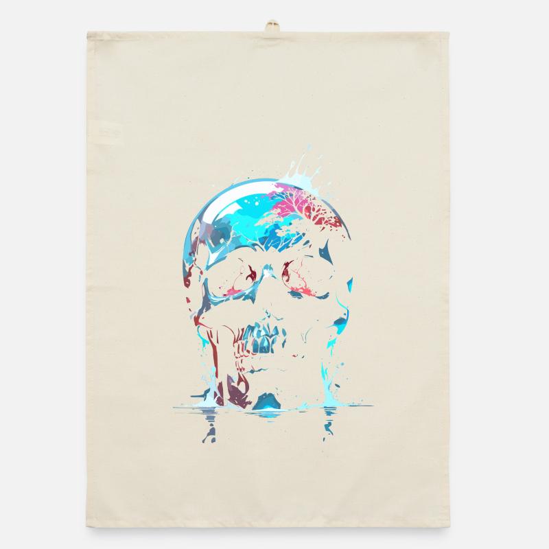 Skull - Reflected Mortality - Nature's Requiem Organic dish towel