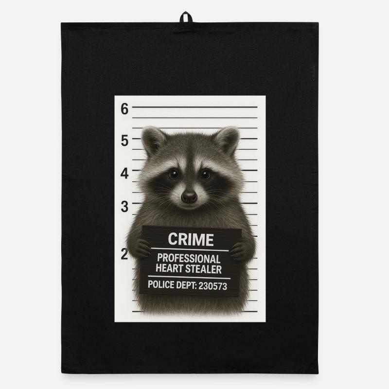Raccoon – heart theft with a system Organic dish towel