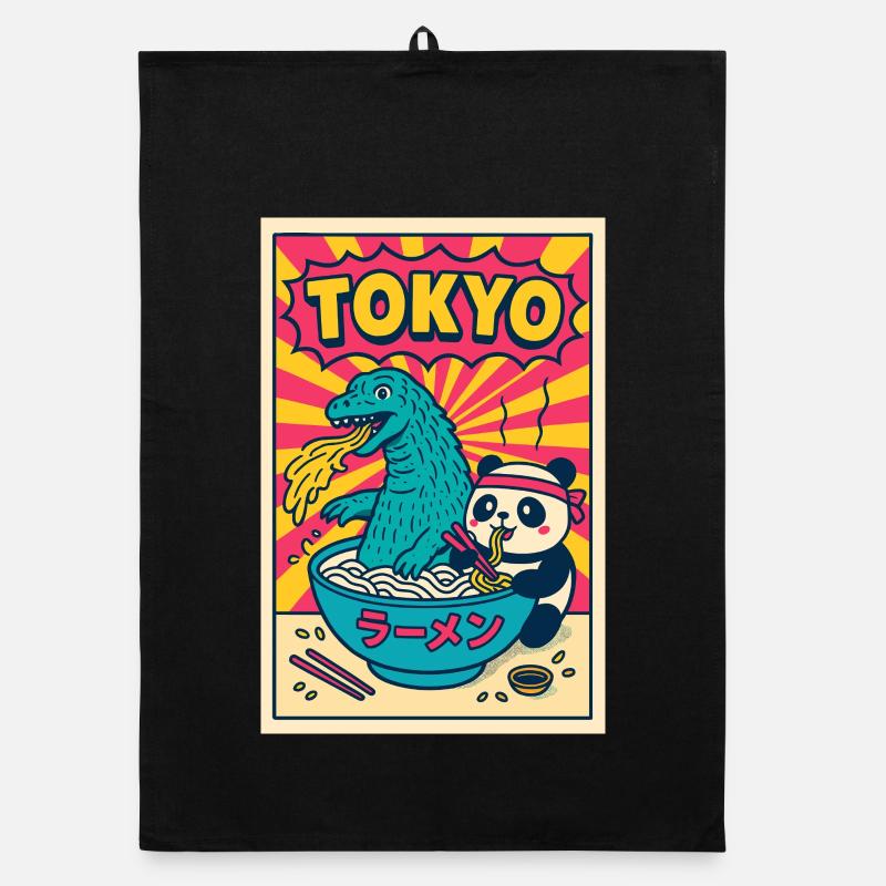 Tokyo Ramen Panda und Drache Organic Geschirrtuch