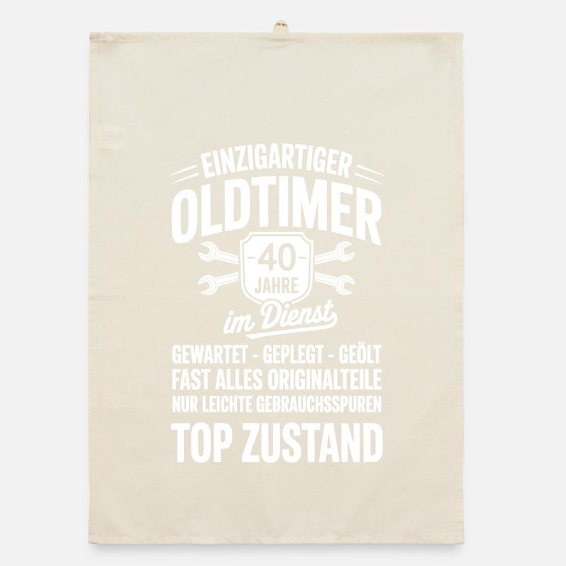 40 ans de service - anniversaire de travail oldtimer Torchon bio