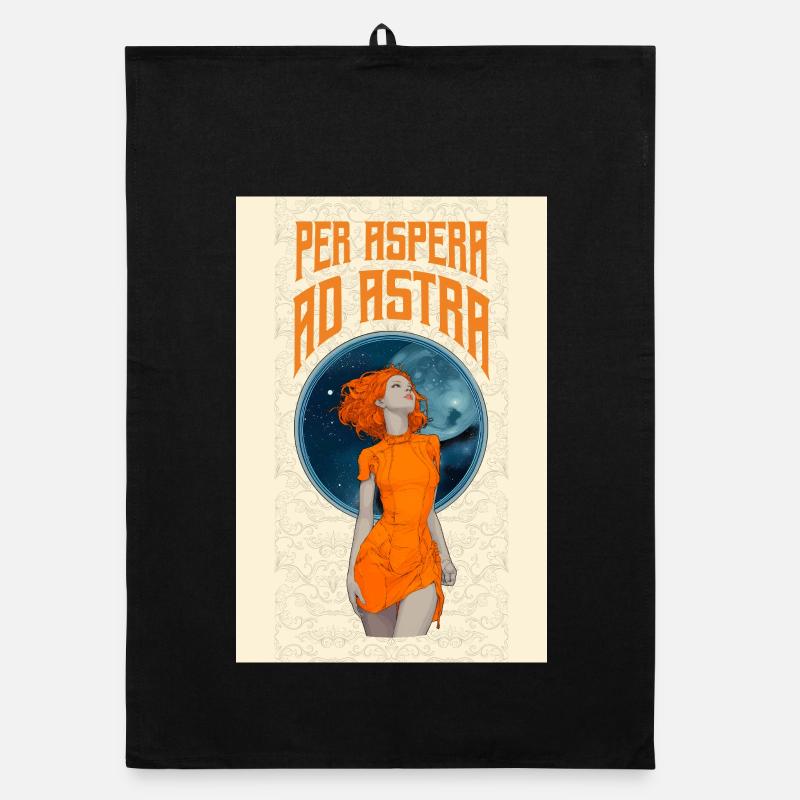 Astro-Girl im Retro-Stil - Per Aspera ad Astra  Organic Geschirrtuch