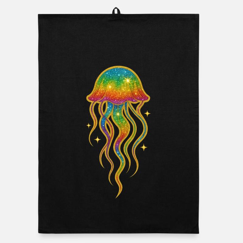 Regenbogen Glitzer Qualle Organic Geschirrtuch