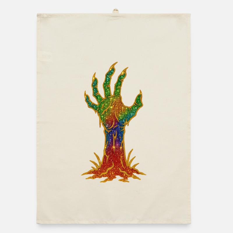 Rainbow Glitter Hand Awakening Organic dish towel