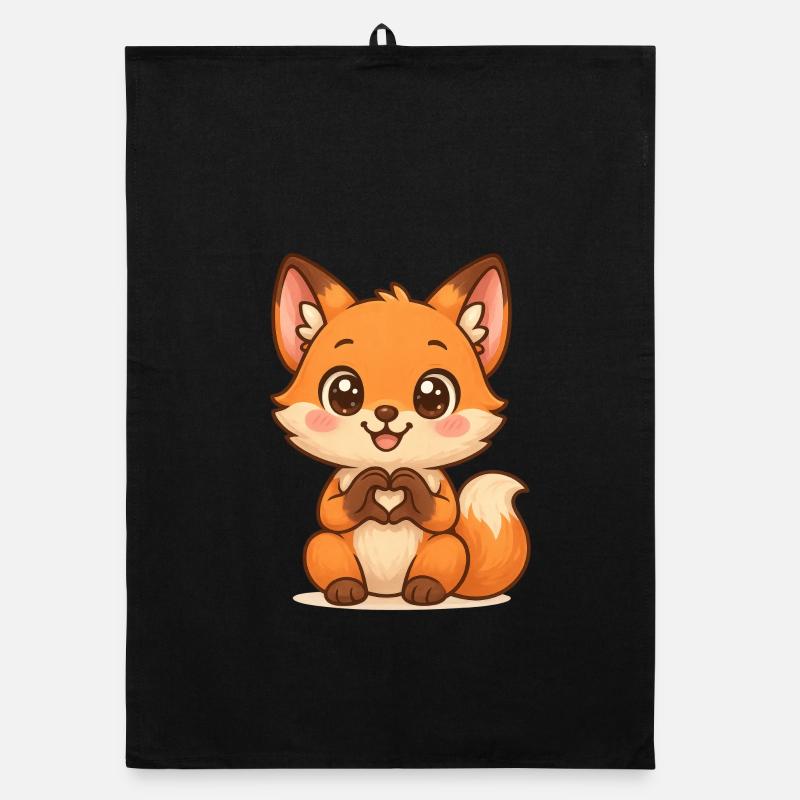Cuddly fox with heart shape Organic dish towel
