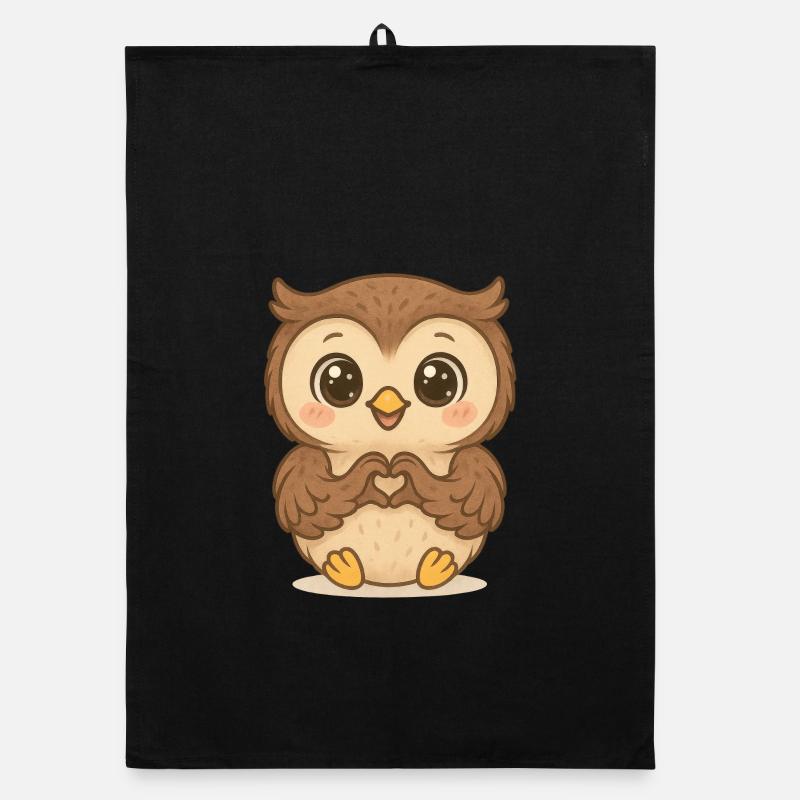 Cœur de chouette mignon Torchon bio