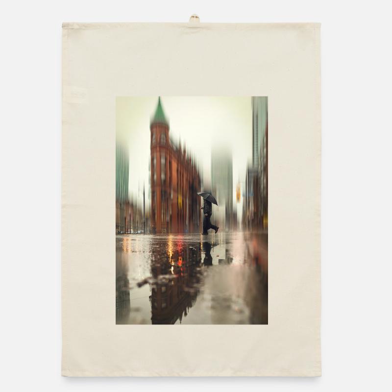 Between rain and reflection – city moment Organic dish towel