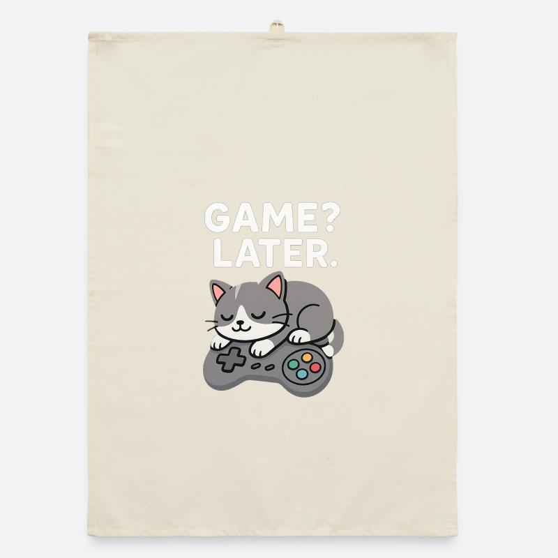 Game Later: Cat Controller Organic dish towel