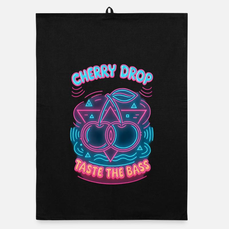 Cherry Drop – Goûtez au design néon de la basse - Torchon bio - noir