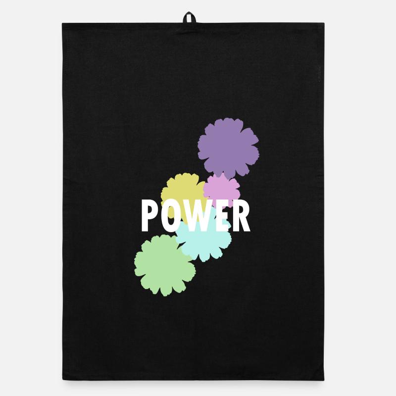 Mama Flower Power - Torchon bio - noir