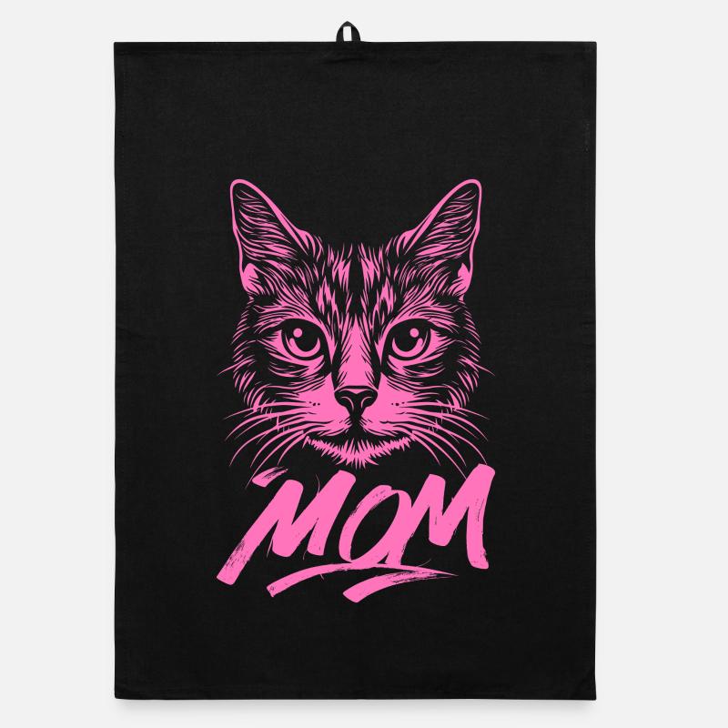 Cat-Mom-Pink-Katze-Kitten-Katzen-Cats-Katzenmutter - Organic Geschirrtuch - Schwarz