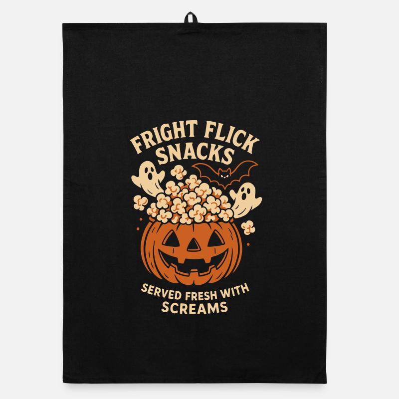 Soirée cinéma d’Halloween – Citrouille pop-corn effrayante Torchon bio