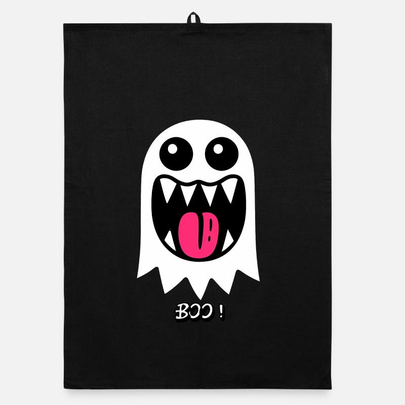 Ghost Boo - Organic dish towel - black